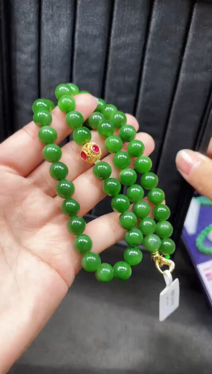 【闪购商品】和田玉项链18K金镶嵌10MM 多样性发一