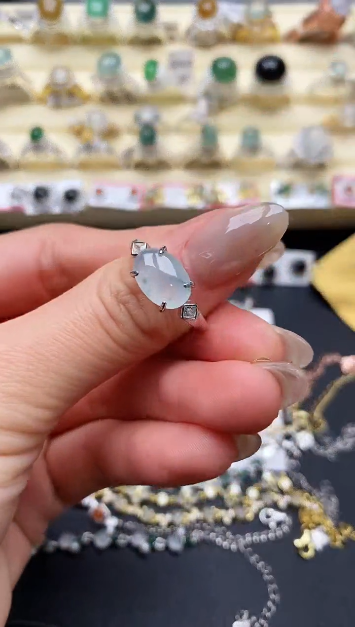 【闪购商品】翡翠戒指银S925镶嵌缅甸翡翠3