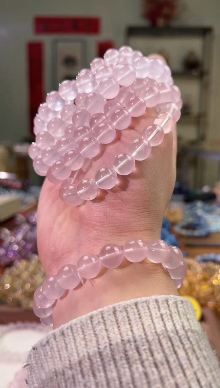 【闪购商品】芙蓉石手串未镶嵌10mm粉水晶（多样性发其一）