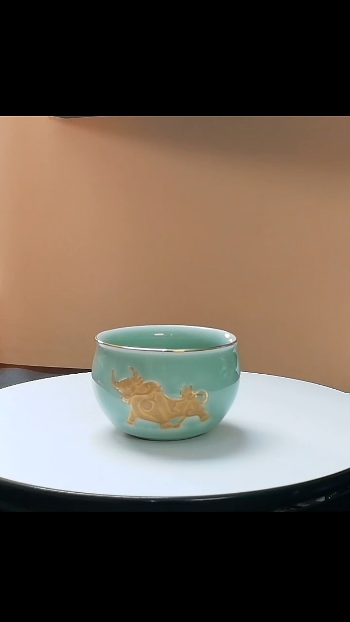 主人杯梅子青金牛主人杯礼盒装
