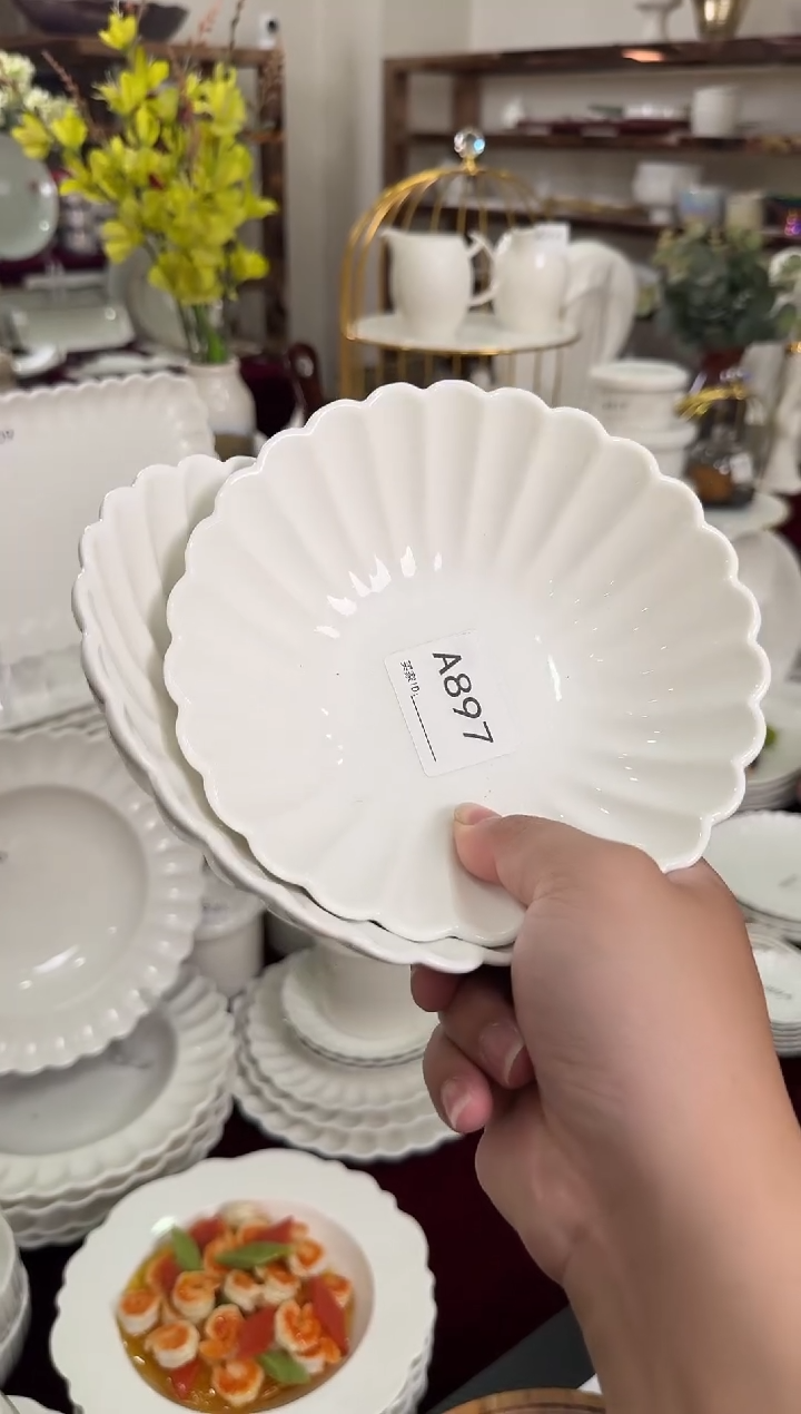 摆件陶微瑕 2个6.5英寸花瓣碗