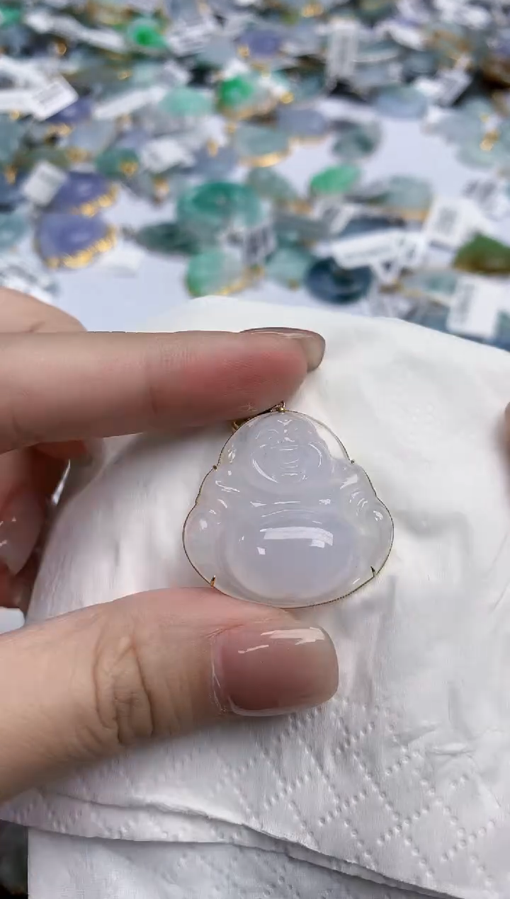 【闪购商品】翡翠颈饰18K金镶嵌天然缅甸翡翠A货