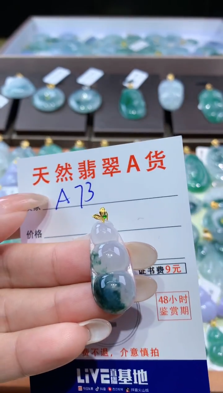 颈饰18K金镶嵌翡翠天然翡翠A货挂件