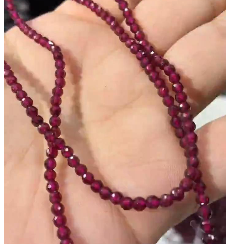 【老王优选】2510301317-天然石榴石切面三圈手串多样性发一