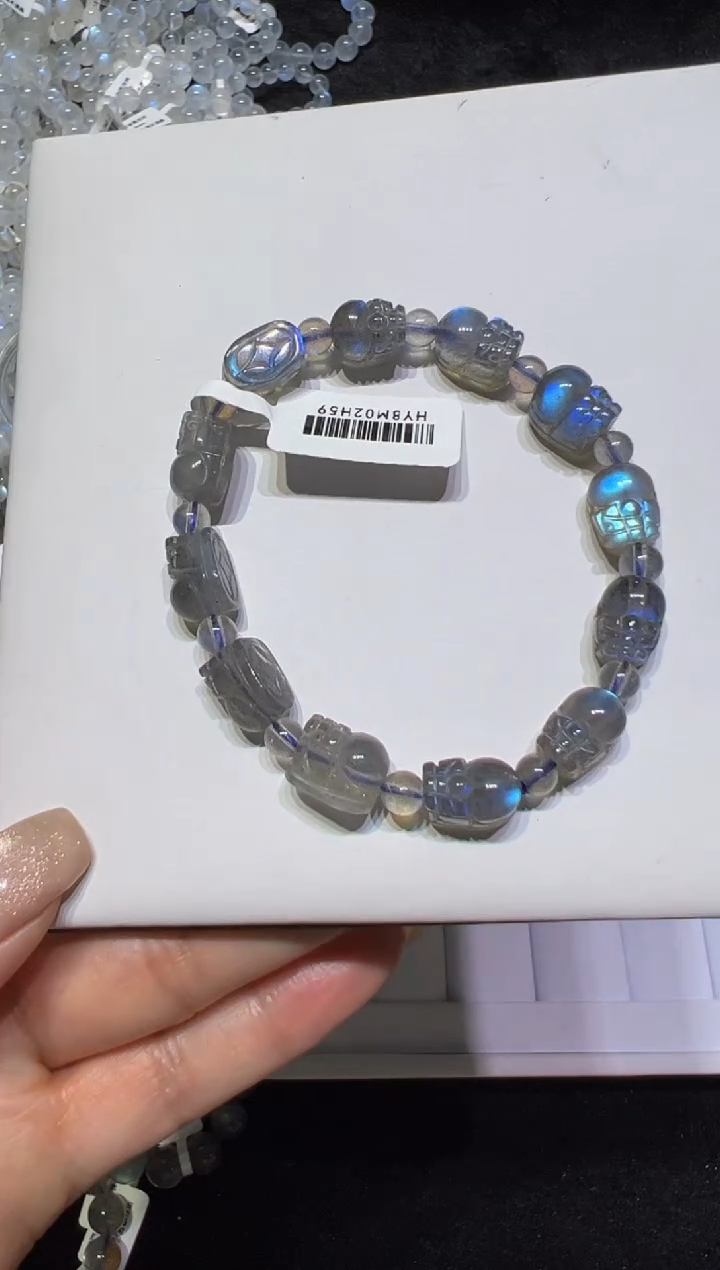 手链未镶嵌长石灰月光貔貅手链 默认微瑕