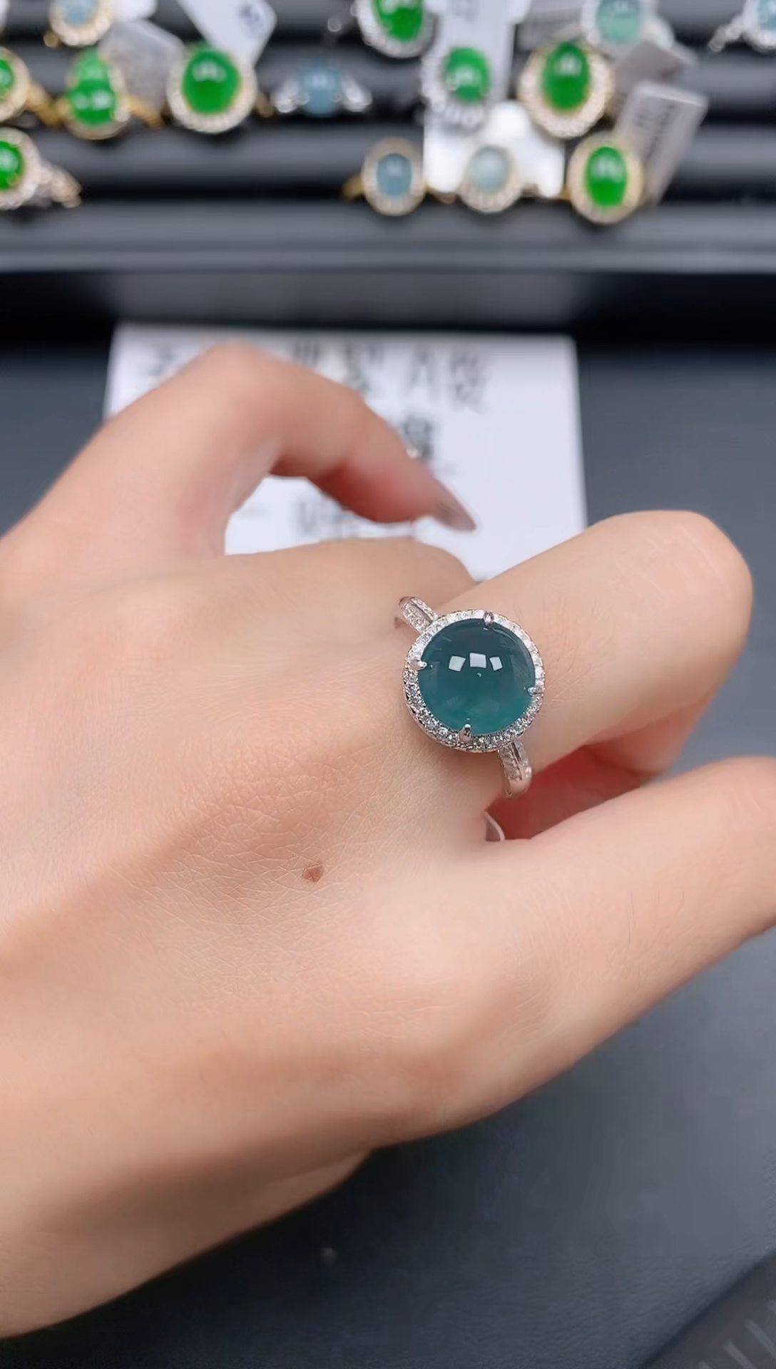 银S925镶嵌戒指翡翠11