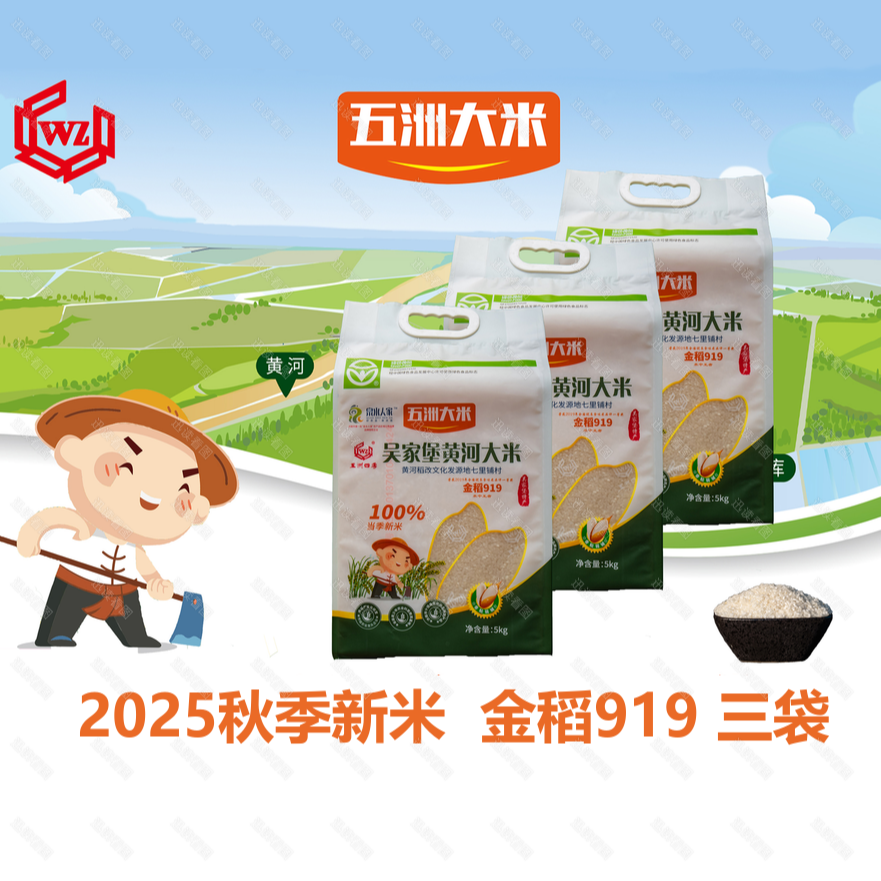 金稻919 吴家堡黄河大米 金秋新米精选双层三袋