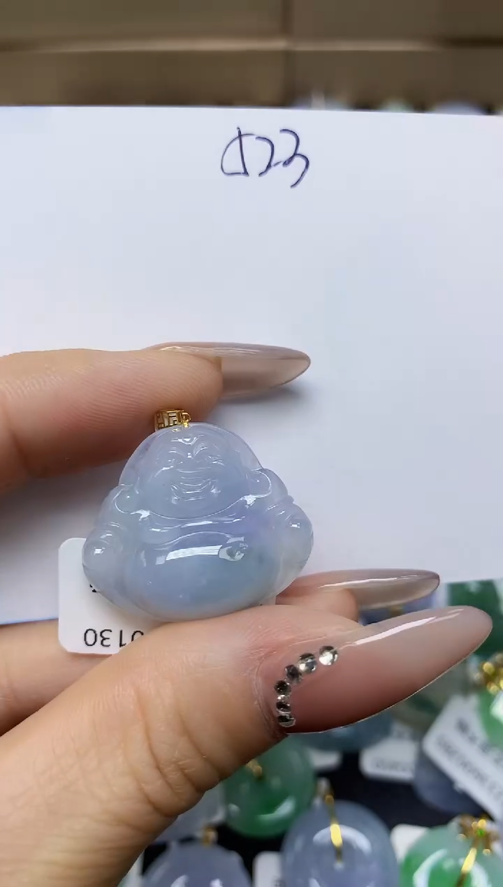 翡翠18K金镶嵌颈饰天然翡翠A货