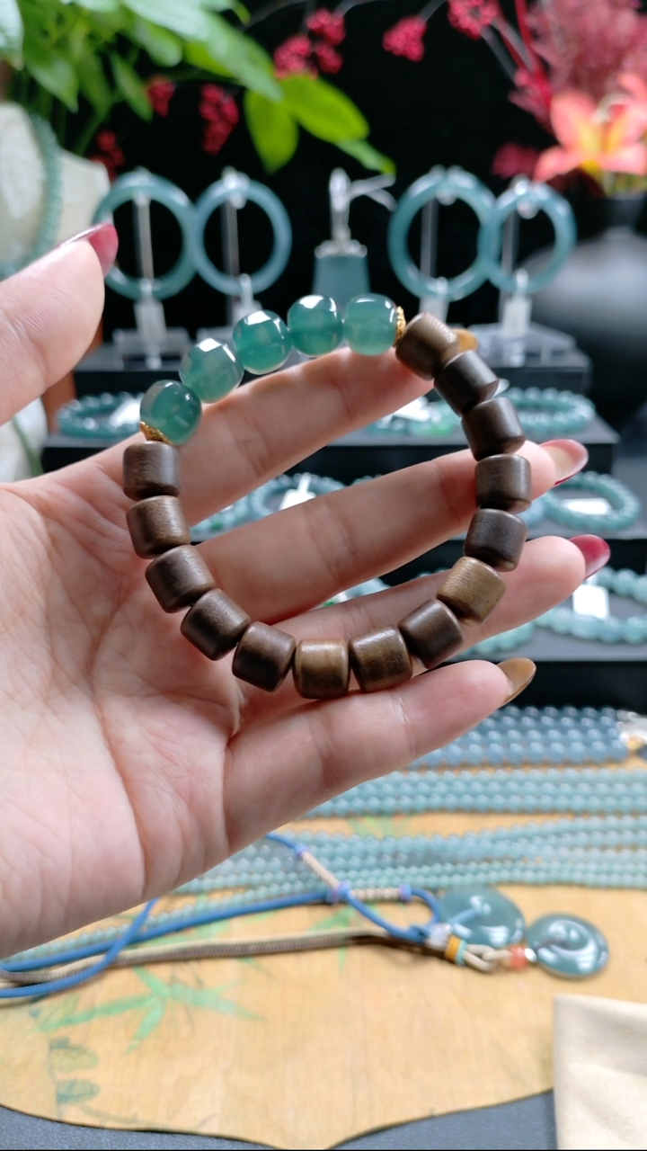 未镶嵌手串翡翠12mm糯冰湖水绿DIY八棱珠手串