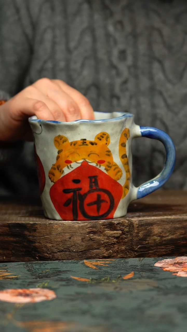 【闪购商品】杯釉下彩手工手绘同款陶器