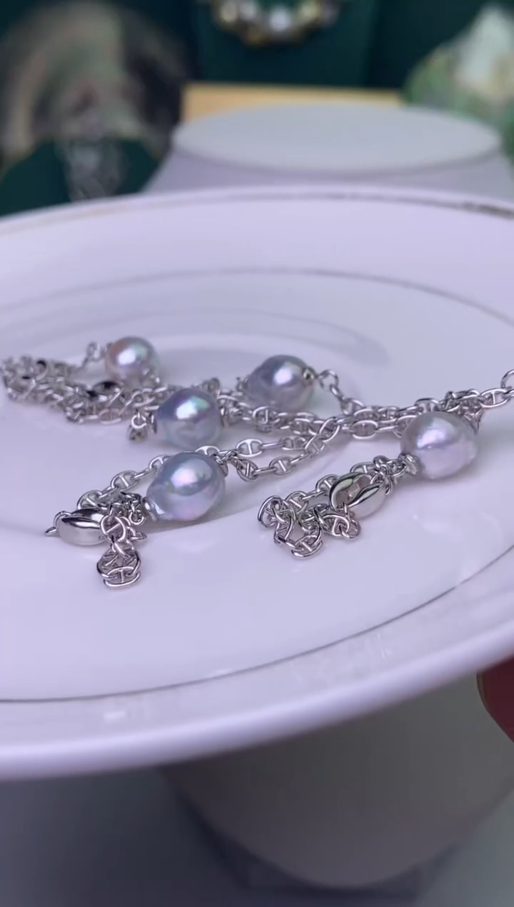 【闪购商品】海水珍珠颈饰银S925镶嵌8-9