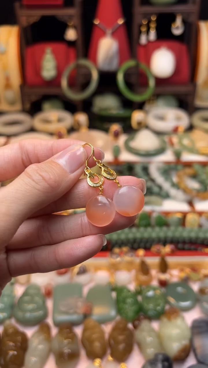 【闪购商品】南红玛瑙耳饰银S925镶嵌放漏