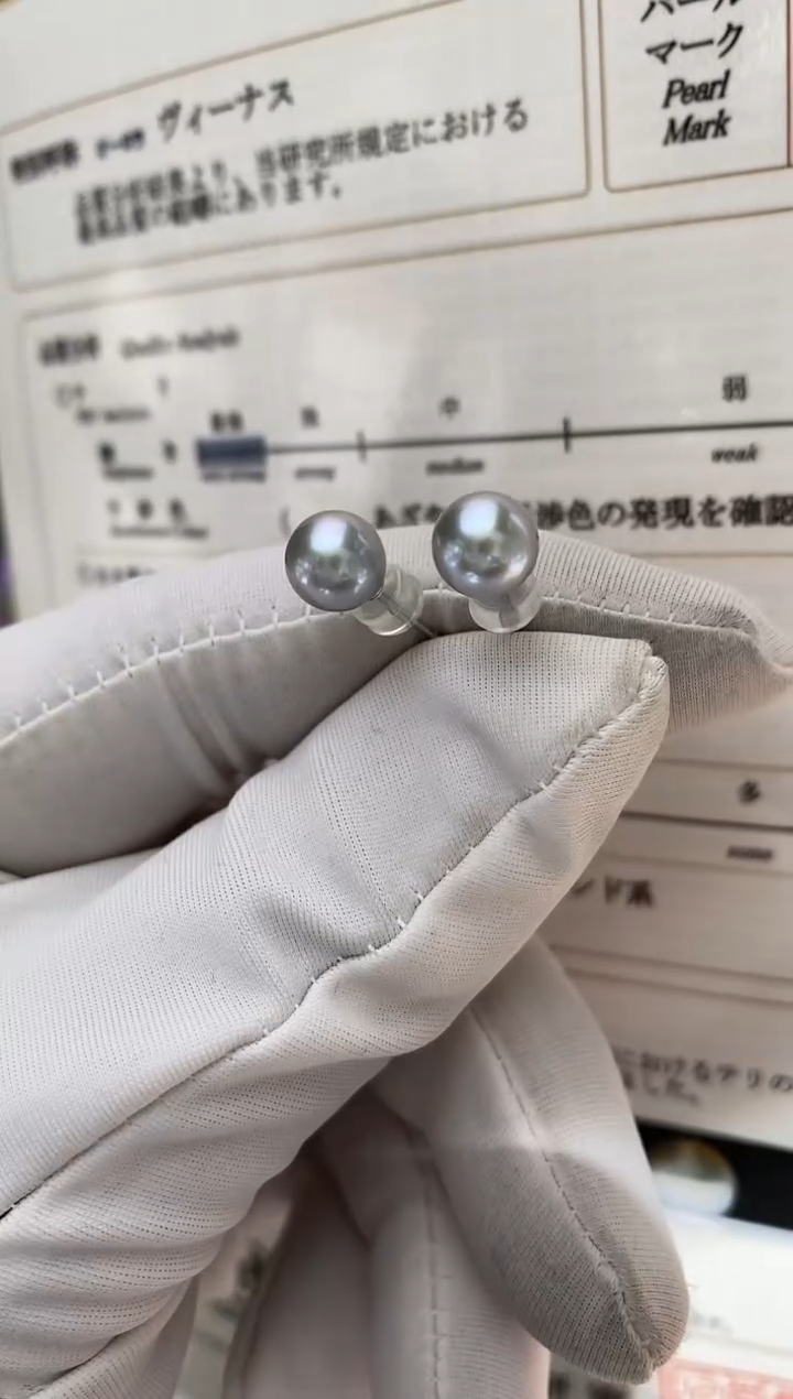 【闪购商品】海水珍珠耳饰银S925镶嵌真多麻7-7.5耳钉极微瑕