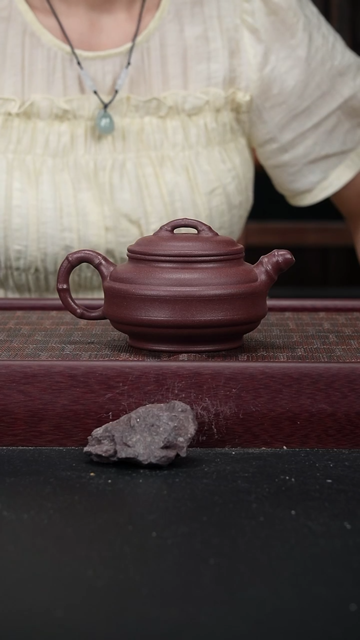 茶壶紫砂底槽青双线竹鼓