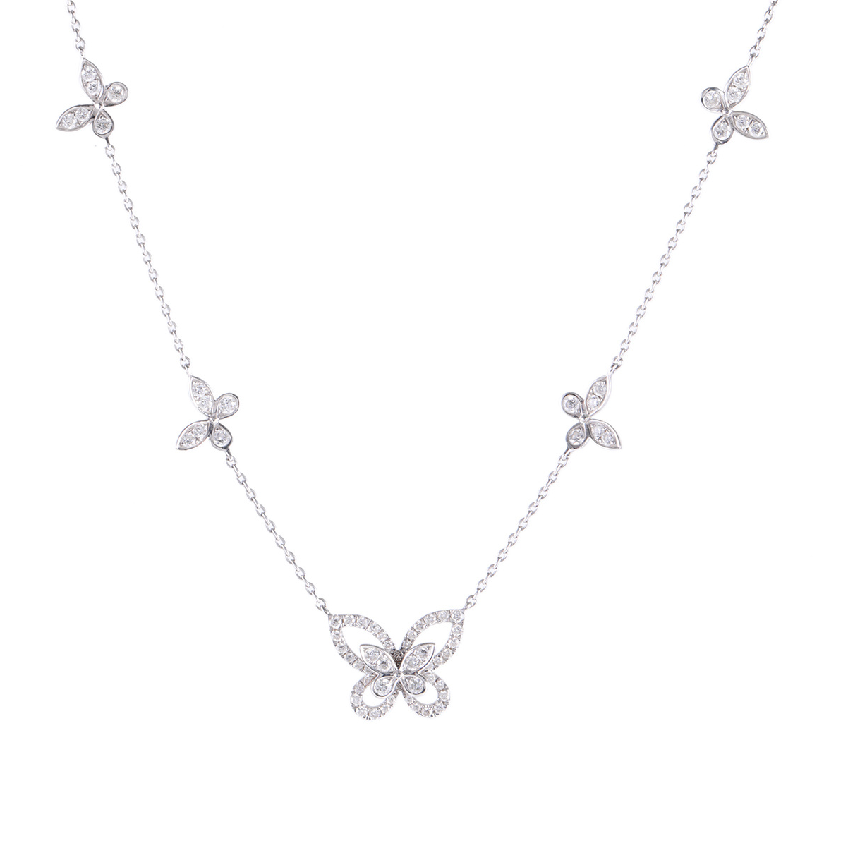 99新 Graff/格拉夫 小花6花 格拉夫 蝴蝶幻影 白金 满钻 项链