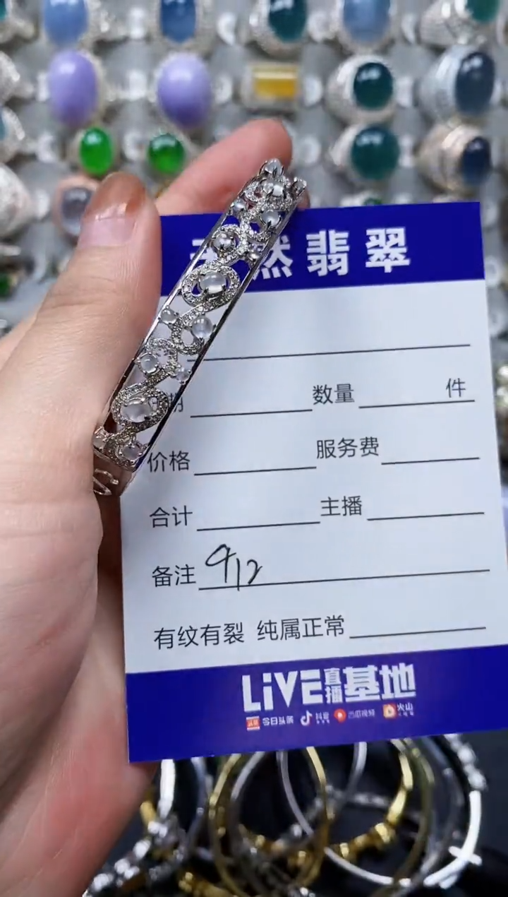 【闪购商品】翡翠手镯银S925镶嵌0412
