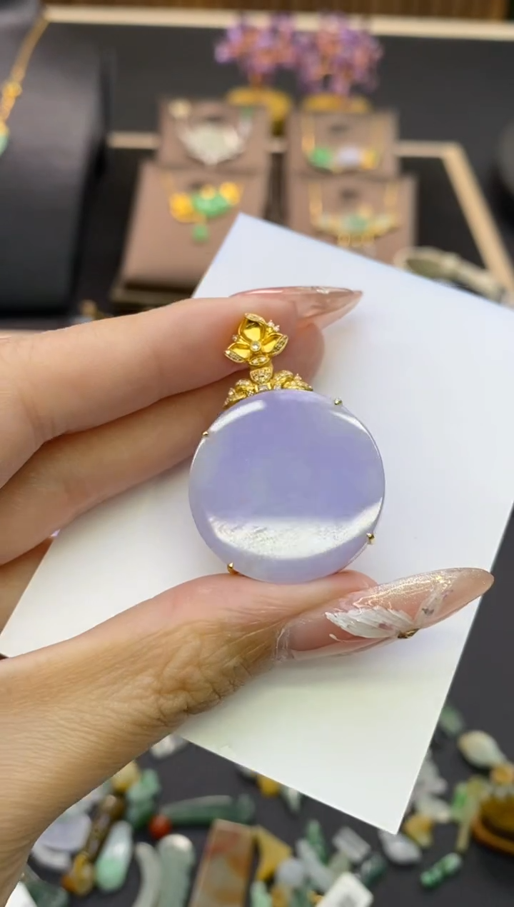 【闪购商品】翡翠颈饰18K金镶嵌净货16233