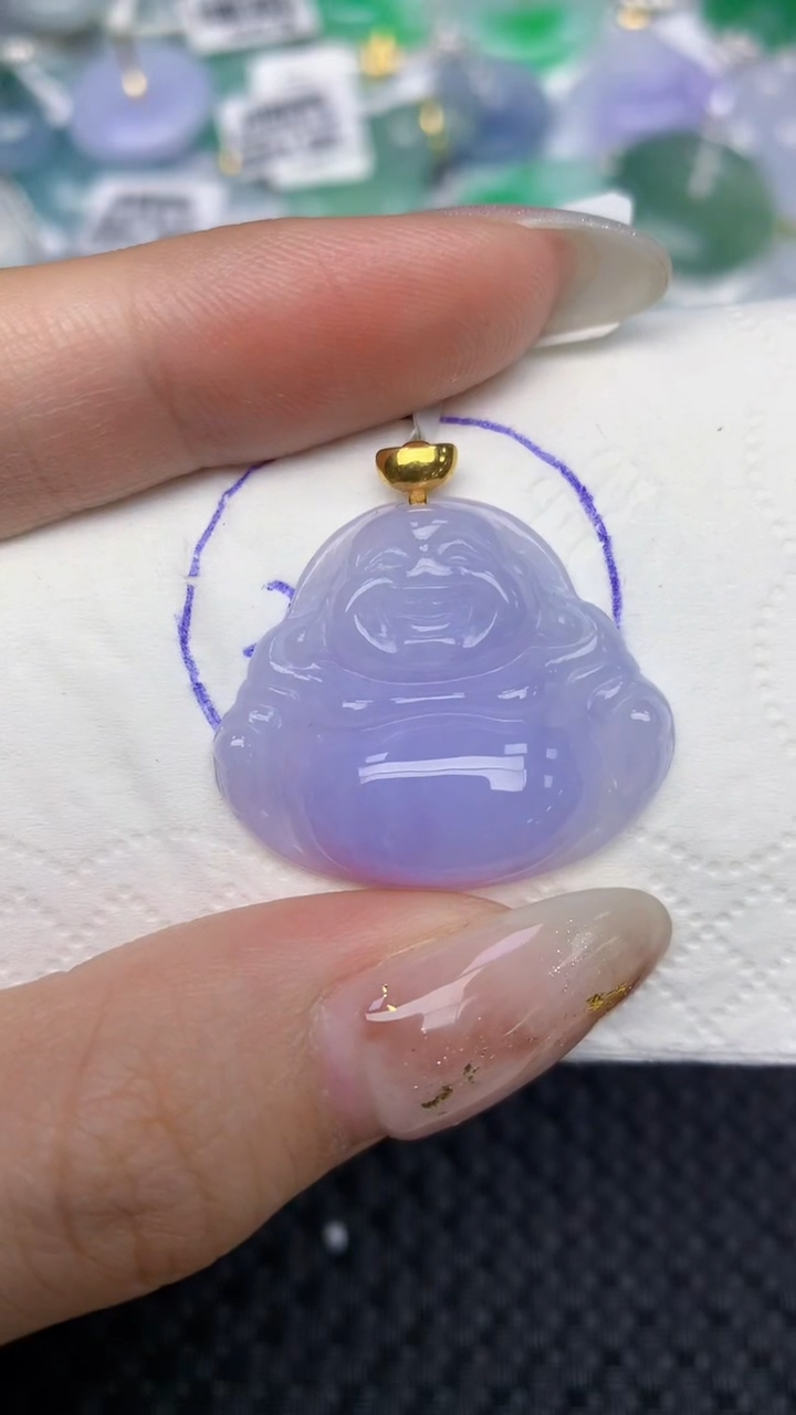 颈饰18K金镶嵌翡翠天然缅甸翡翠a货百元以上9元证书费自理