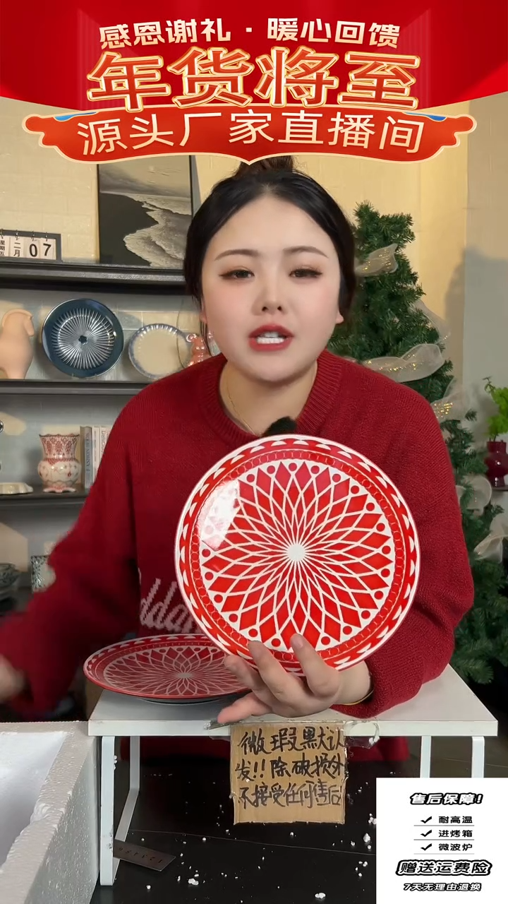 【闪购商品】瓷红盘-2只装