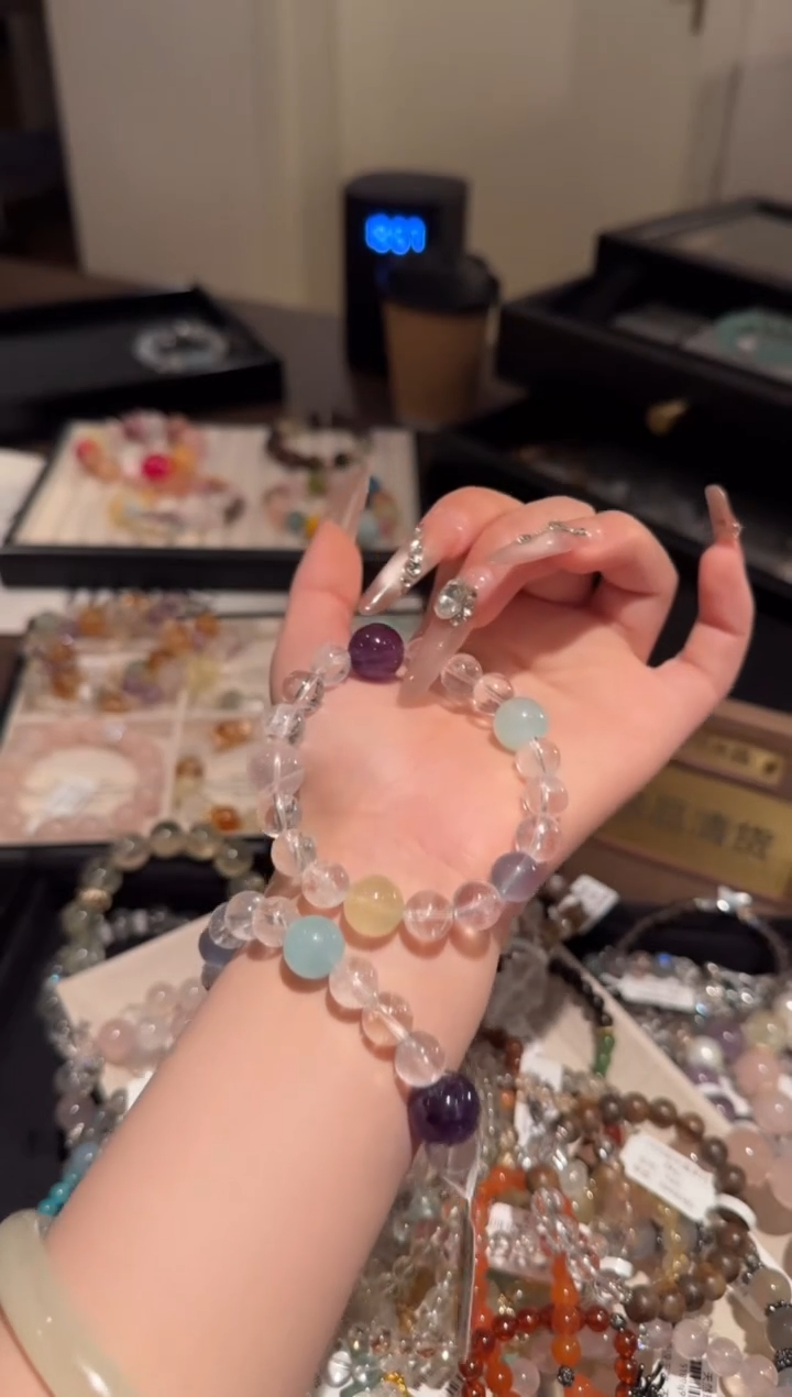 水晶手链合金白水晶多宝x1605