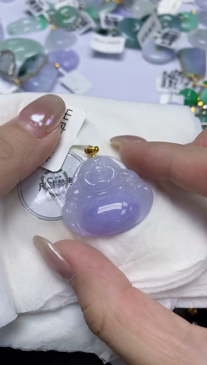 颈饰18K金镶嵌翡翠天然缅甸翡翠A货百元以上9元证书费自理