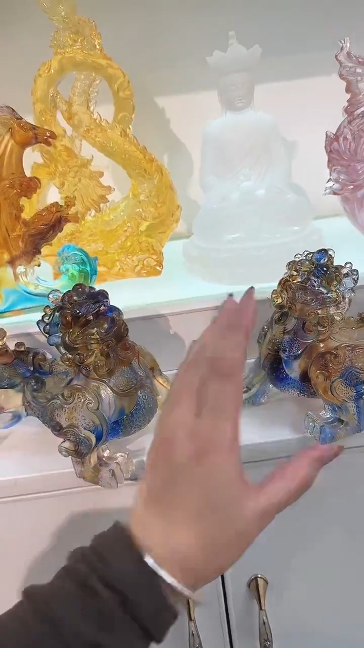 手工艺品琉璃肌肉皮休1对