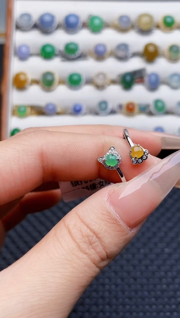 银S925镶嵌戒指翡翠2605