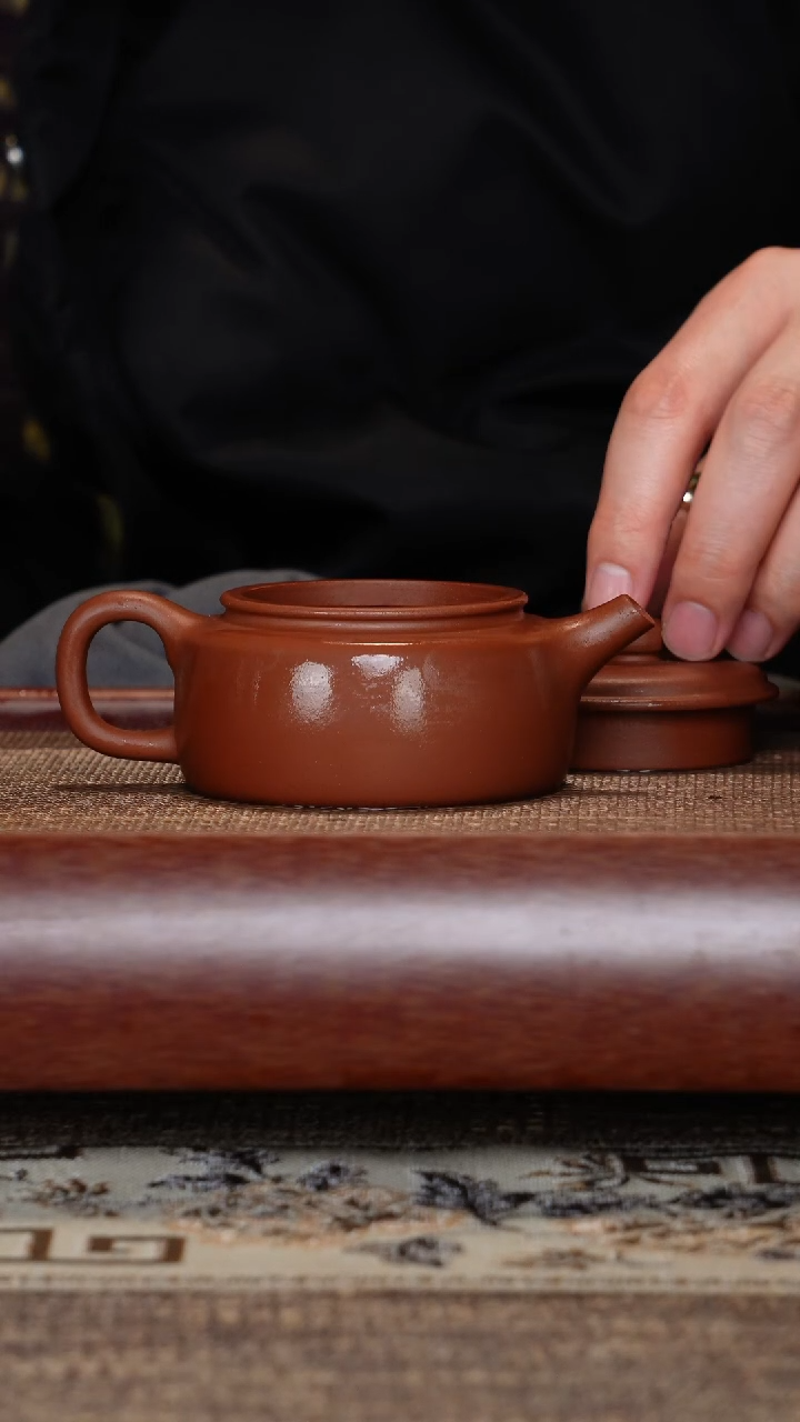 【闪购商品】紫砂茶壶扁德钟底槽清半手工