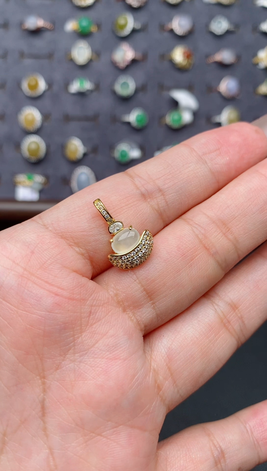 银S925镶嵌戒指翡翠天然翡翠A货111    1-