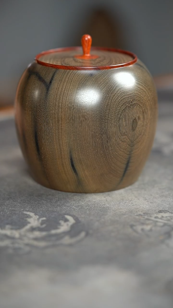 【闪购商品】金丝楠木雕088号阴沉满花纹精工茶仓茶叶罐