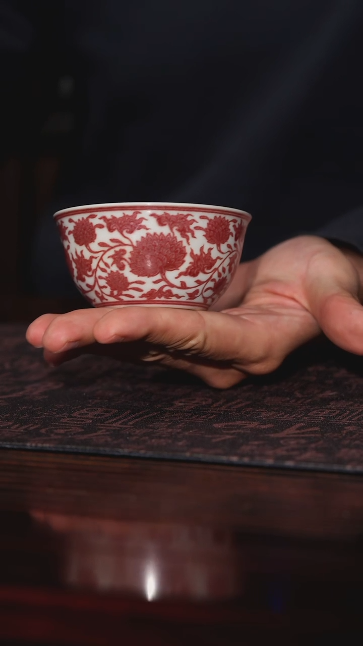 【闪购商品】摆件【瓷见如故】海韵堂全红菊花缸杯