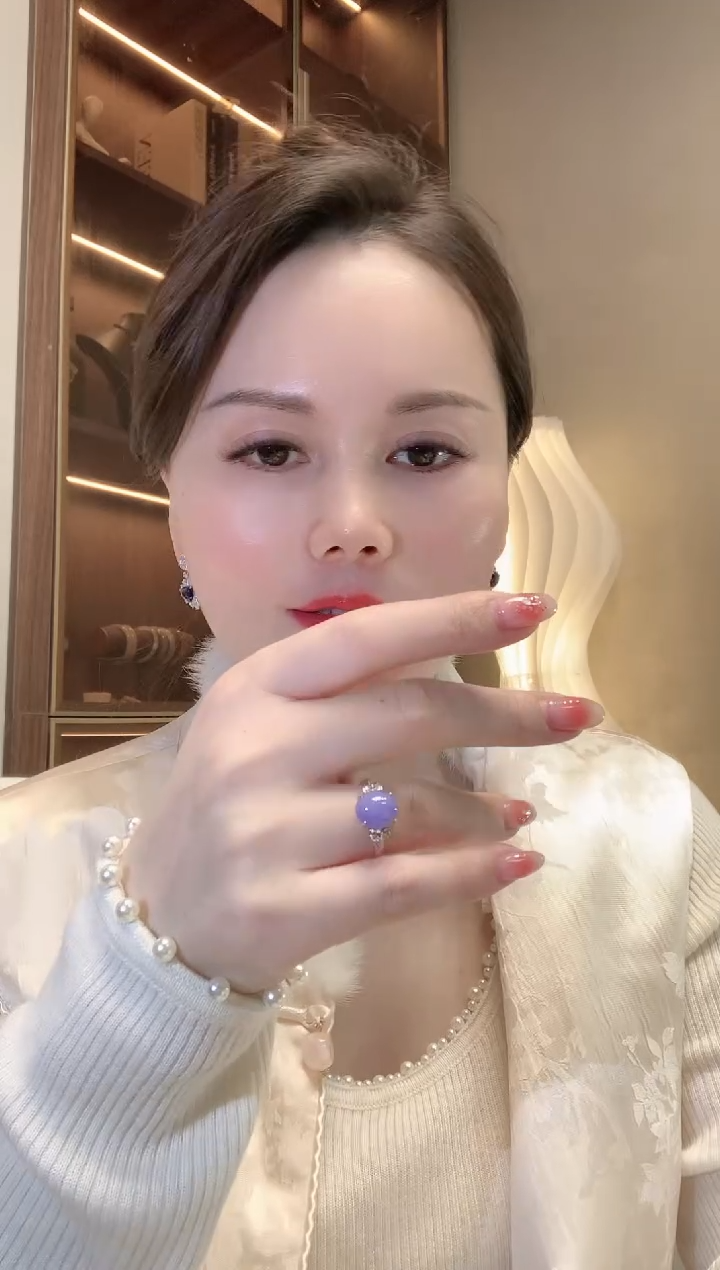 【闪购商品】翡翠戒指18K金镶嵌C46 紫货有一定色差