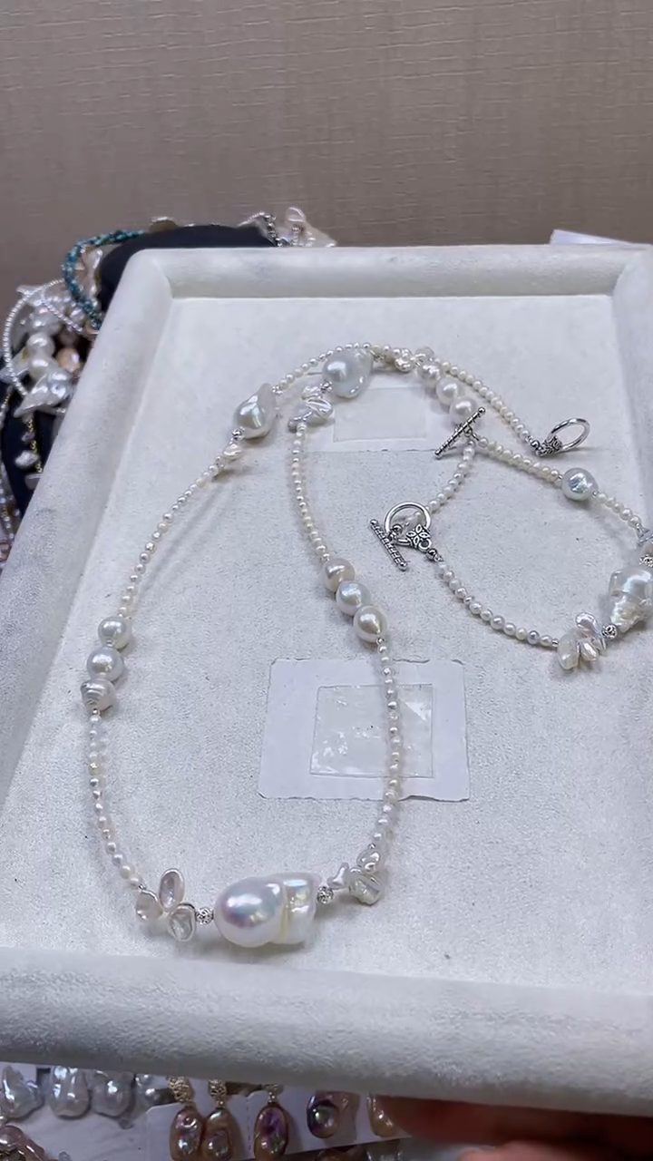 未镶嵌毛衣链淡水珍珠【纯恬饰品】