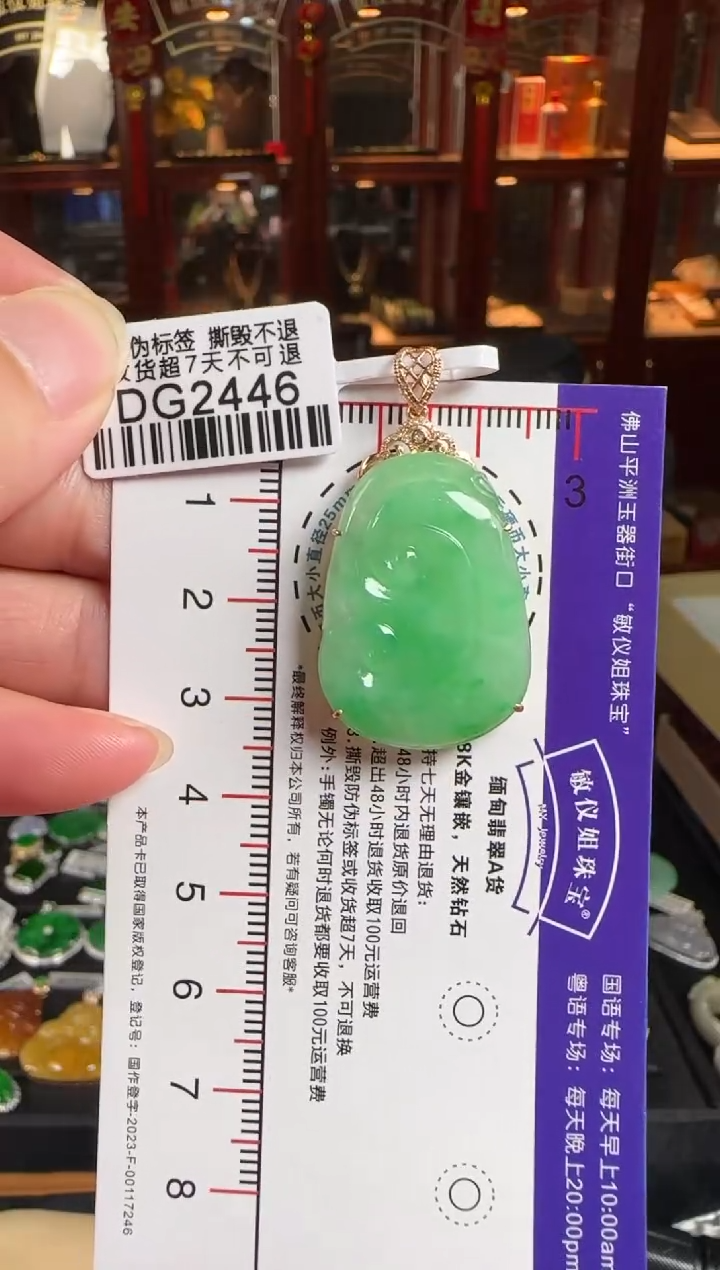 颈饰18K金镶嵌翡翠DG2446绿如意