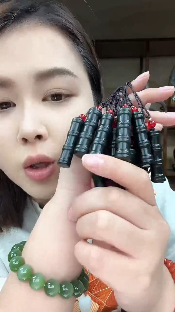 吊坠(不含链)未镶嵌和田玉和田青玉节节高升竹节吊坠