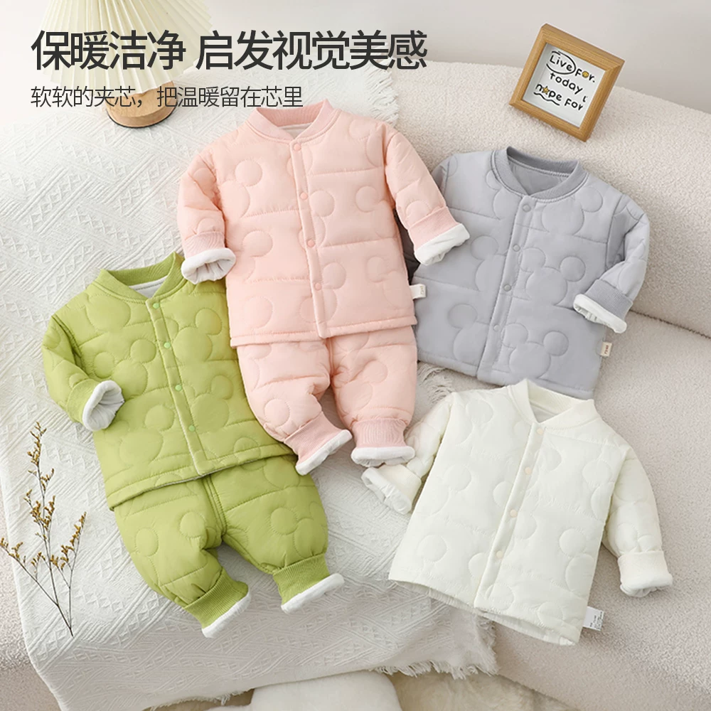 婴幼儿单排扣冬季温暖保暖春秋套装新生儿婴儿加厚儿童