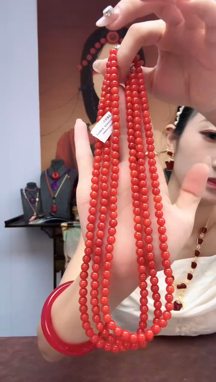 珐琅非金属南红0.6mi项链