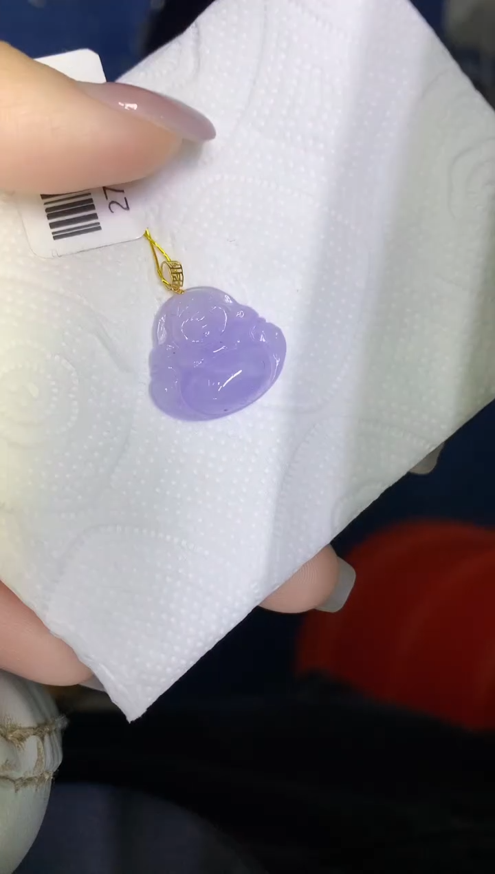 颈饰18K金镶嵌翡翠缅甸天然翡翠A货