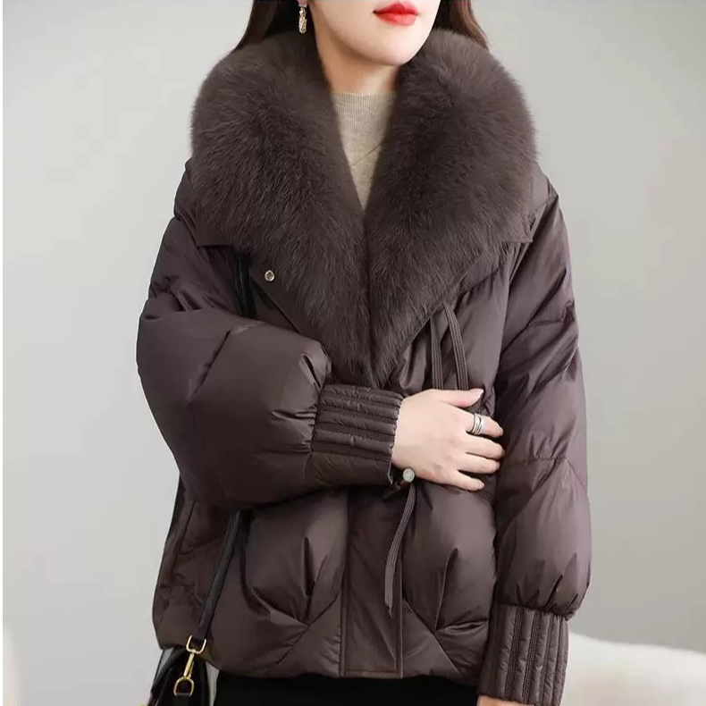 加厚大毛领羽绒服