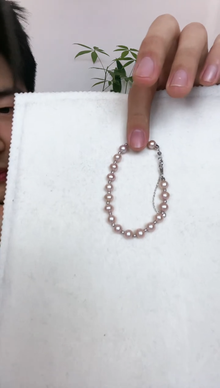 【闪购商品】淡水珍珠手绳银S925镶嵌紫珠手链