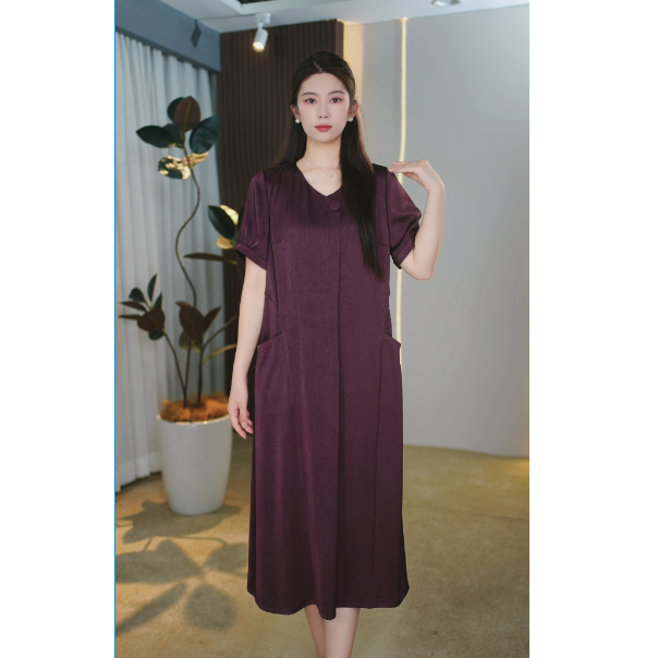 B230复古大码连衣裙女2025夏季新款遮肉显瘦时尚休闲裙子