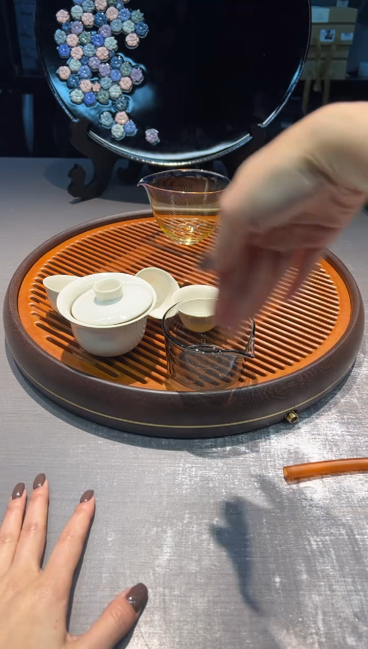 【闪购商品】电胶木茶盘40*40*5（紫底黄面单金丝