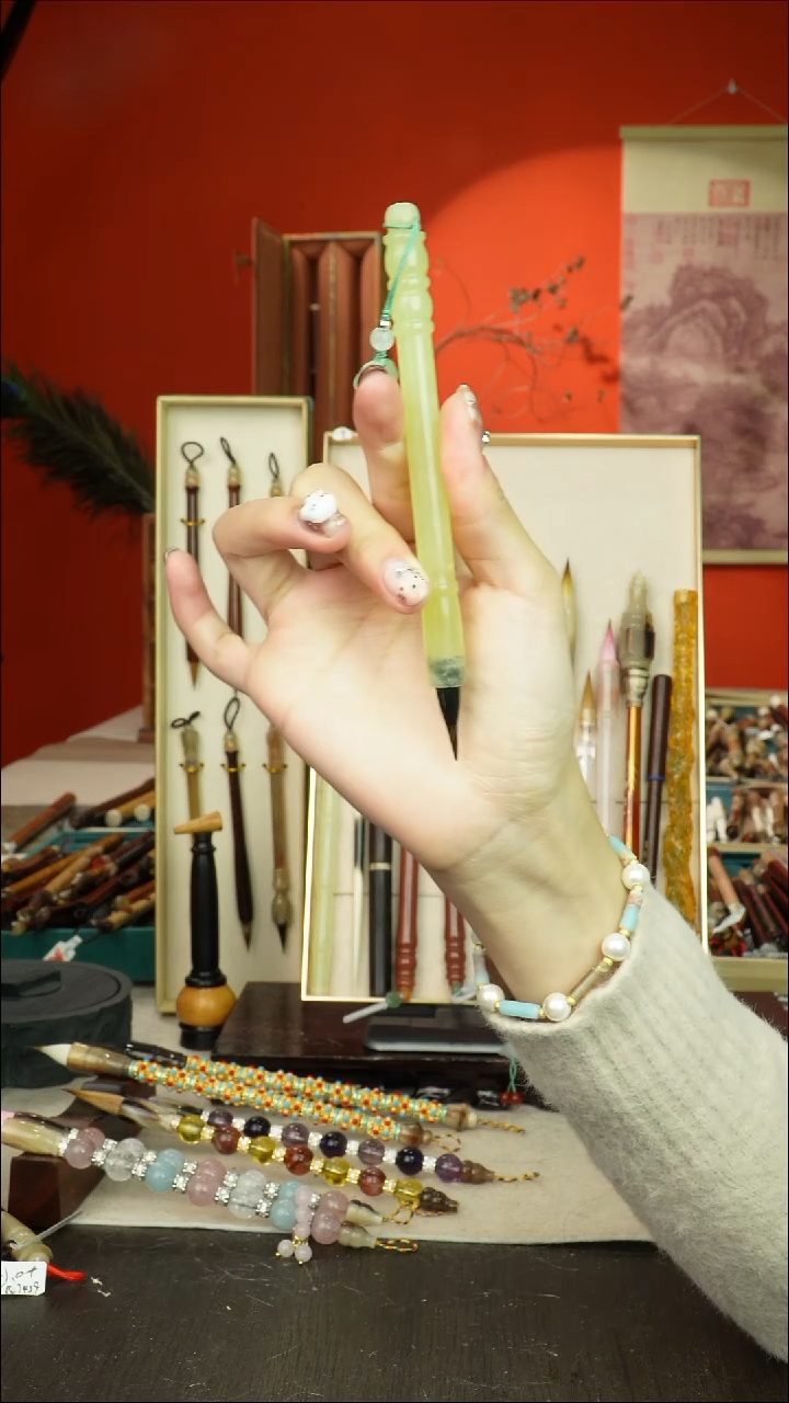 113号闪孤品高货毛笔链接 清水试笔 蘸墨不退