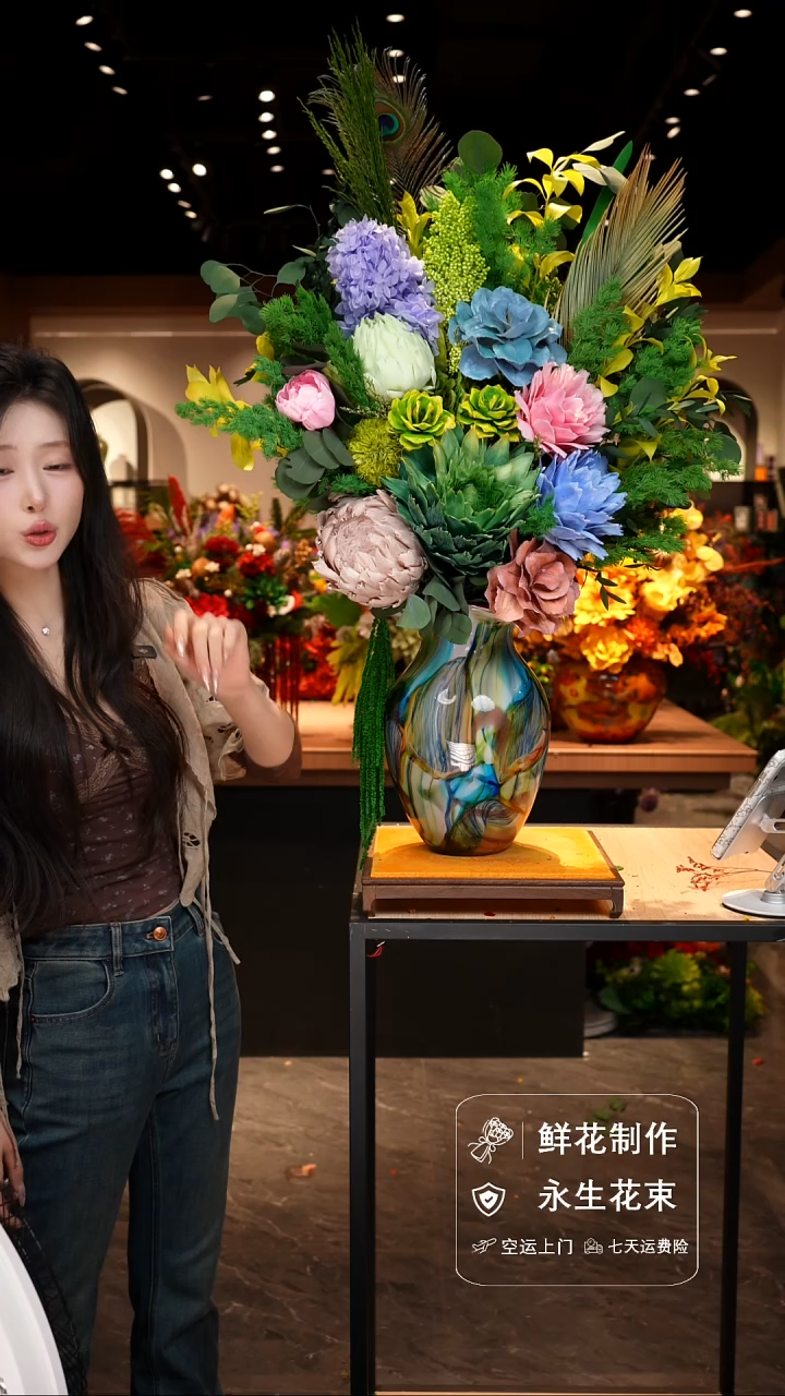 手工艺品琉璃手工花器花束空运包邮送货上门-以图片为准    