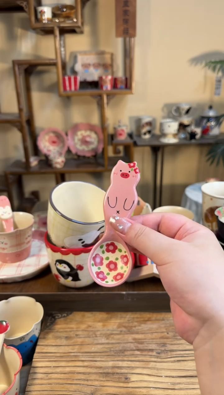 陶瓷猪猪方盘【十里高温釉下彩陶瓷】