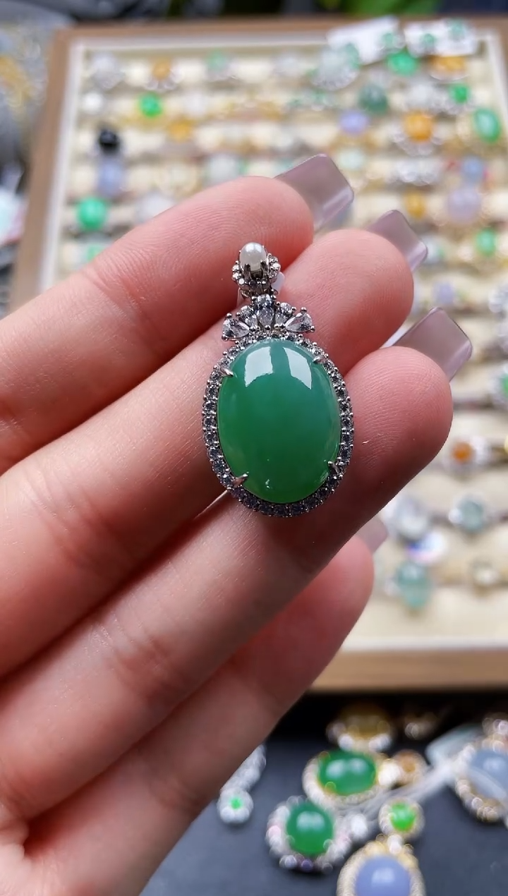 颈饰银S925镶嵌翡翠196