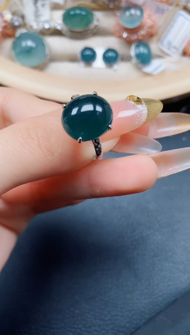 【闪购商品】翡翠戒指银S925镶嵌翡翠