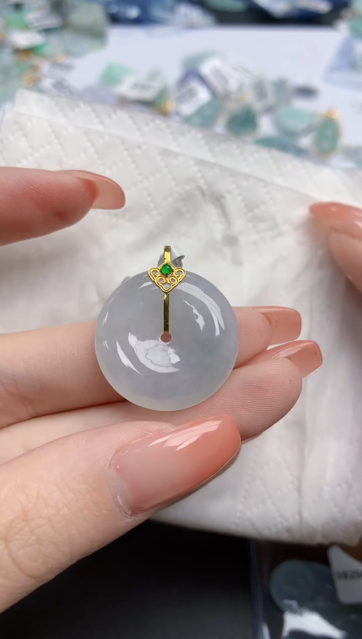 【闪购商品】翡翠颈饰18K金镶嵌天然缅甸翡翠A货
