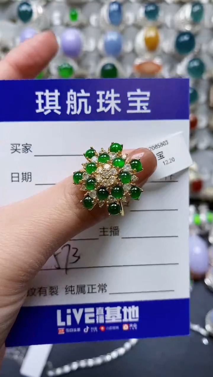 【闪购商品】翡翠戒指银S925镶嵌0573
