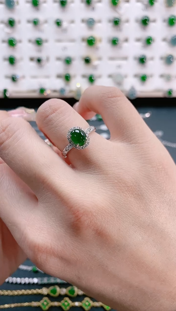 【闪购商品】翡翠戒指银S925镶嵌天然翡翠